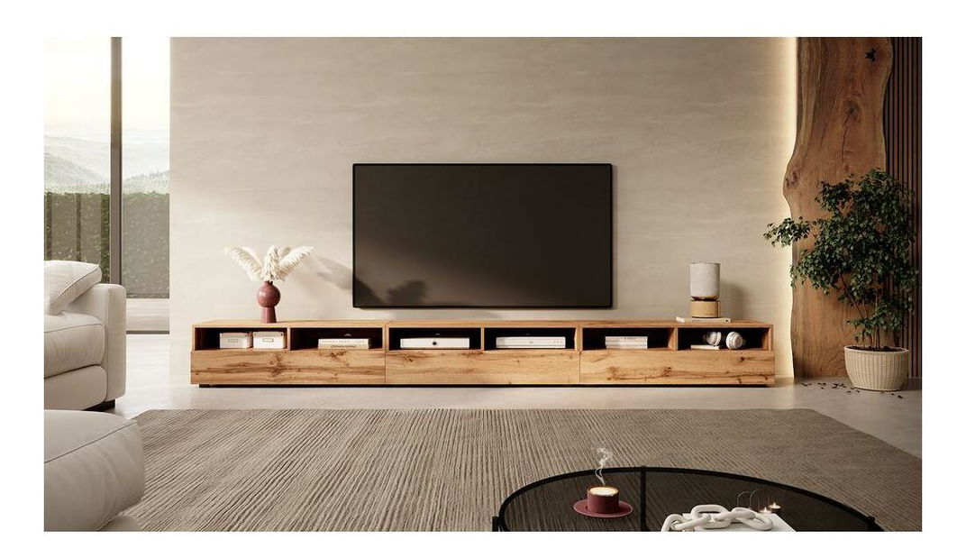 TV skříňka/stolek Redcan 300 (s osvětlením) (dub wotan)