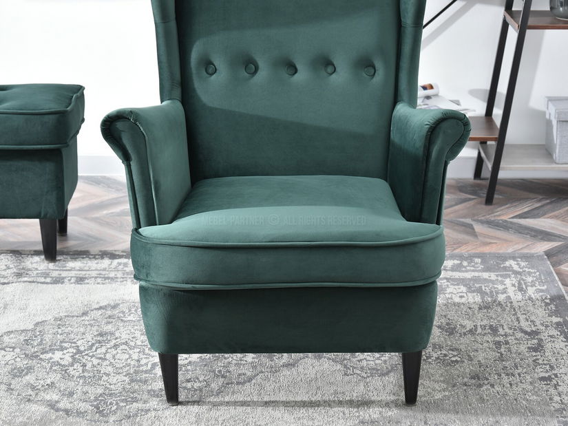 Křeslo ušák Margis (zelená + bílá)