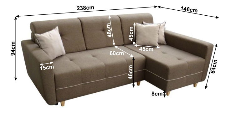 Sedací souprava Haveron (P) (hnědá)