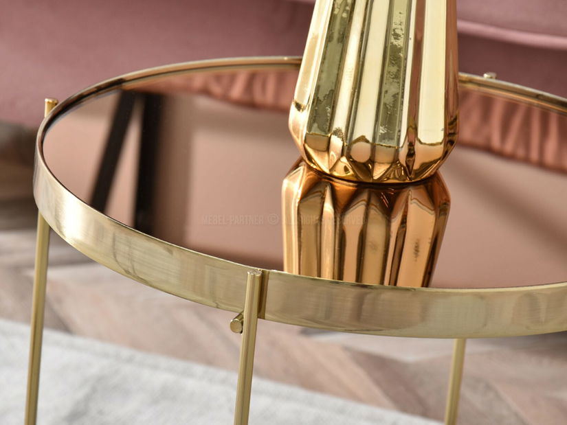 Konferenční stolek Ibbia S (hnědá + zlatá)