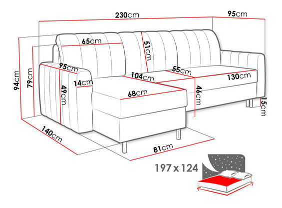 Rohová sedací souprava se dvěma úložnými prostory Aliance (béžová)