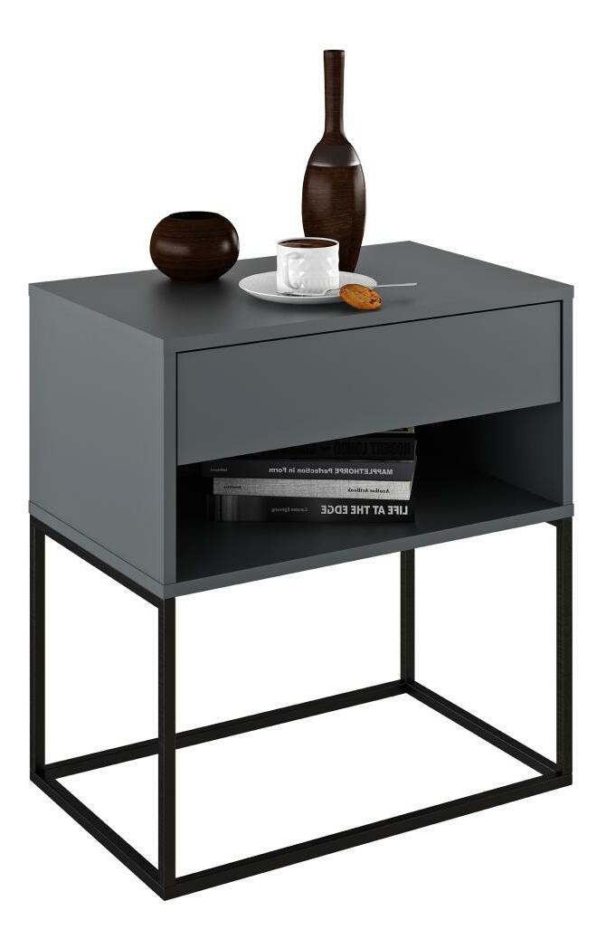 Noční stolek Autor (grafit + černá)