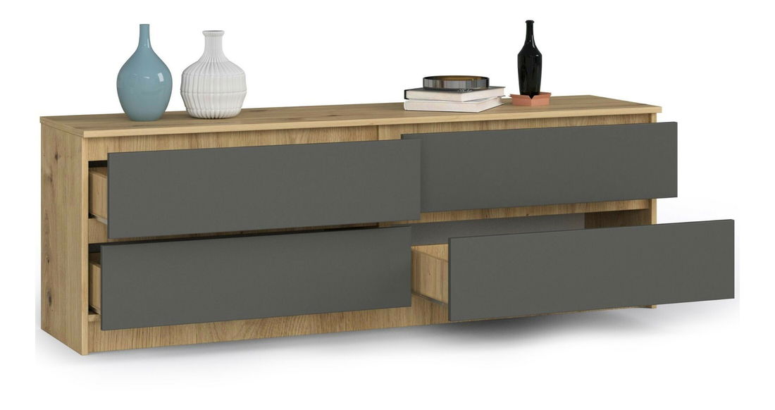Komoda Koa V (dub artisan + šedá)