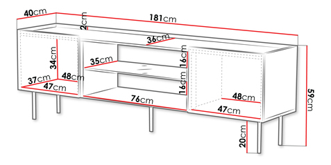 TV skříňka Grotzi 180 2D EF (černá)