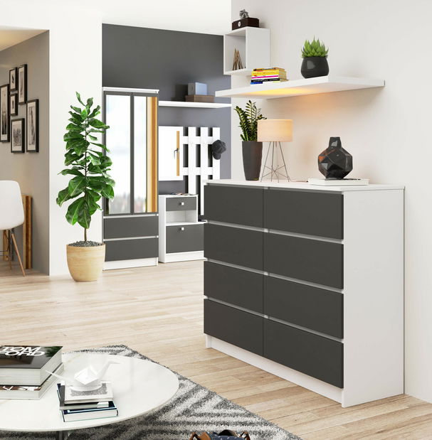 Komoda Kapil II (bílá + šedá)