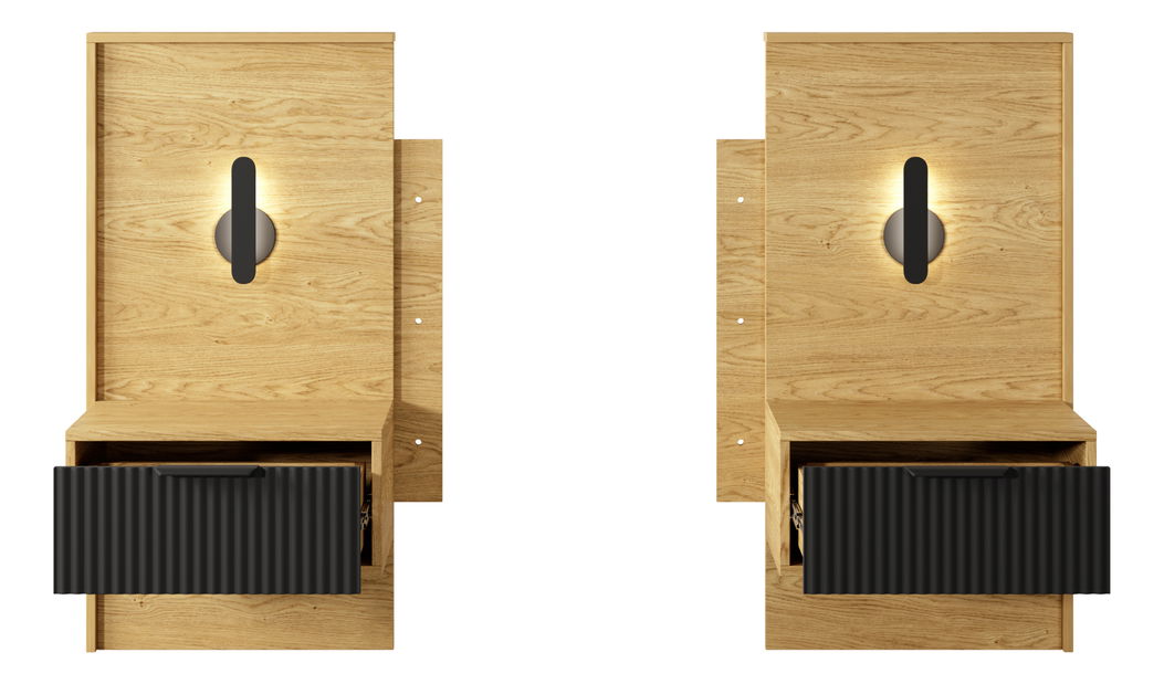 Set 2 ks nočních stolků Balneo (dub baltic + černá)