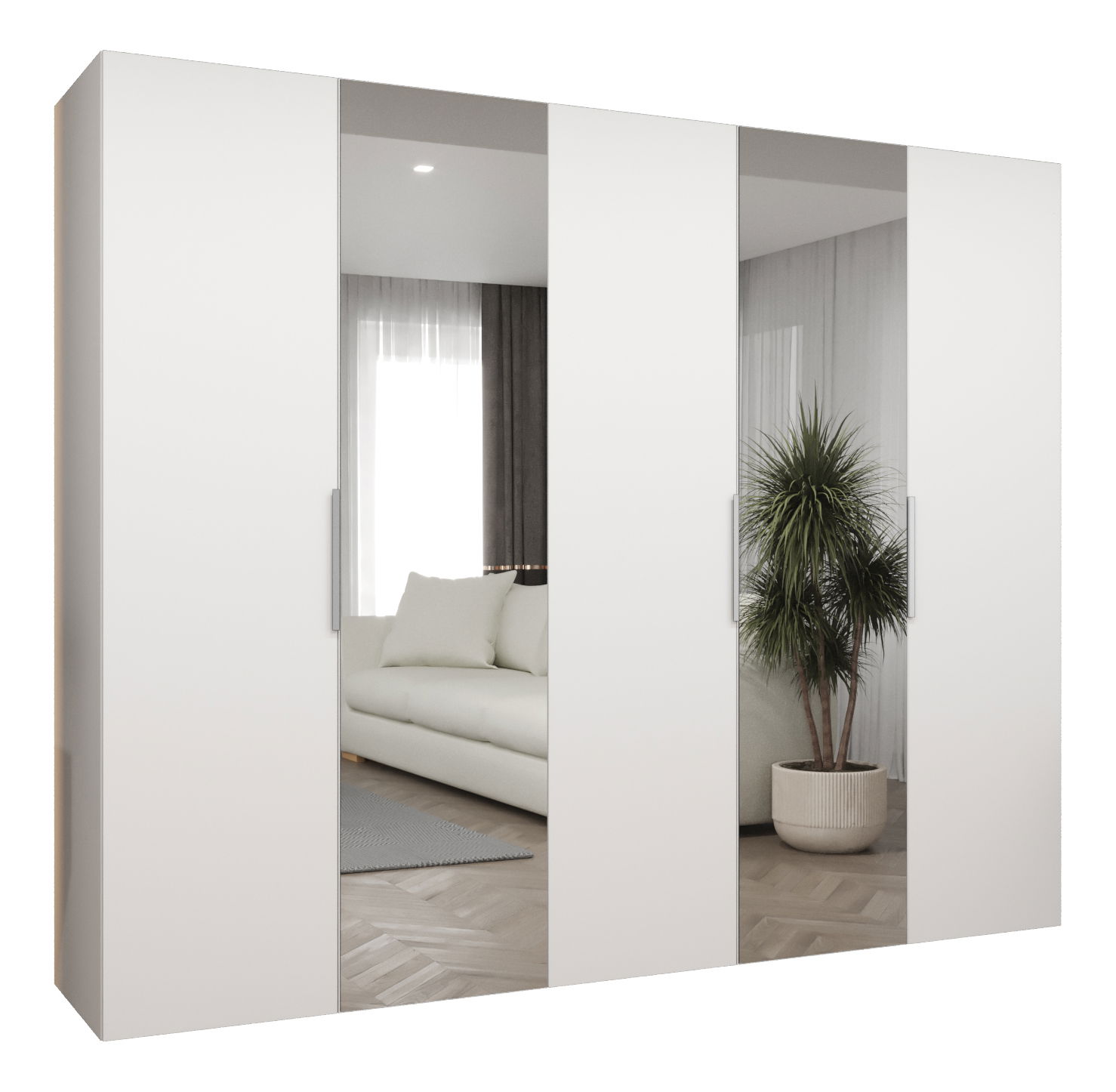 Šatní skříň 250 cm Mirabella 2 (bílá + kašmír)