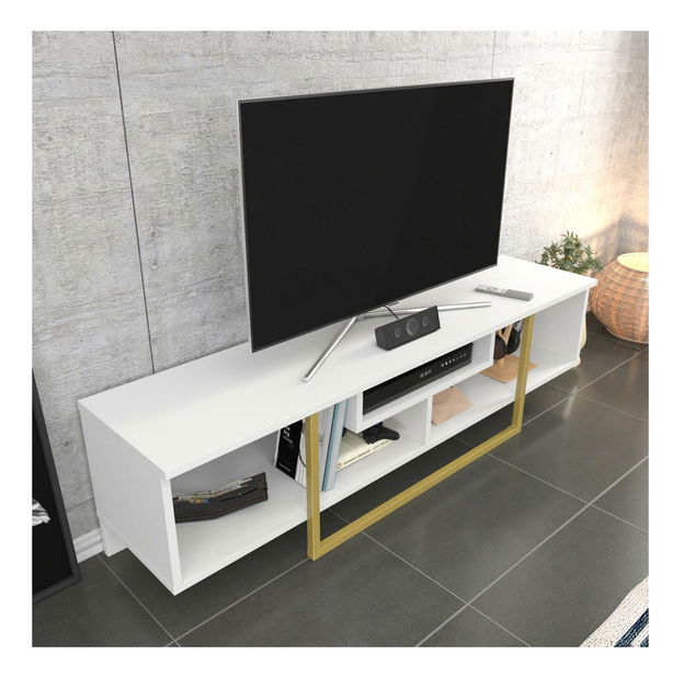 TV stolek/skříňka Aslana 150 (bílá + zlatá)