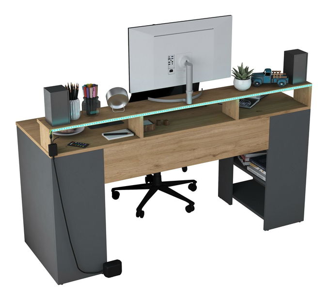 PC stolek Sikine 5 (ořech + antracit)