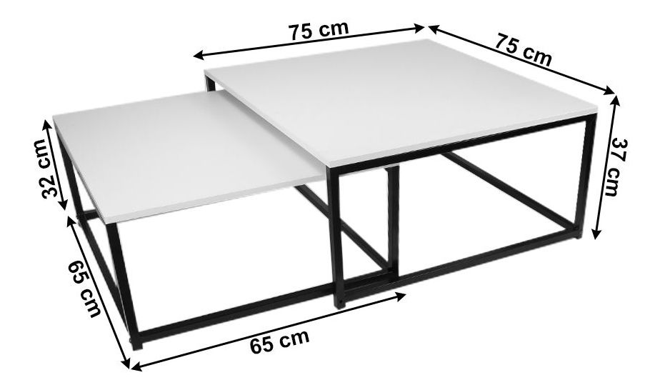 Set 2 ks konferenčních stolků Hustler Typ 1 (bílá matná + černá)