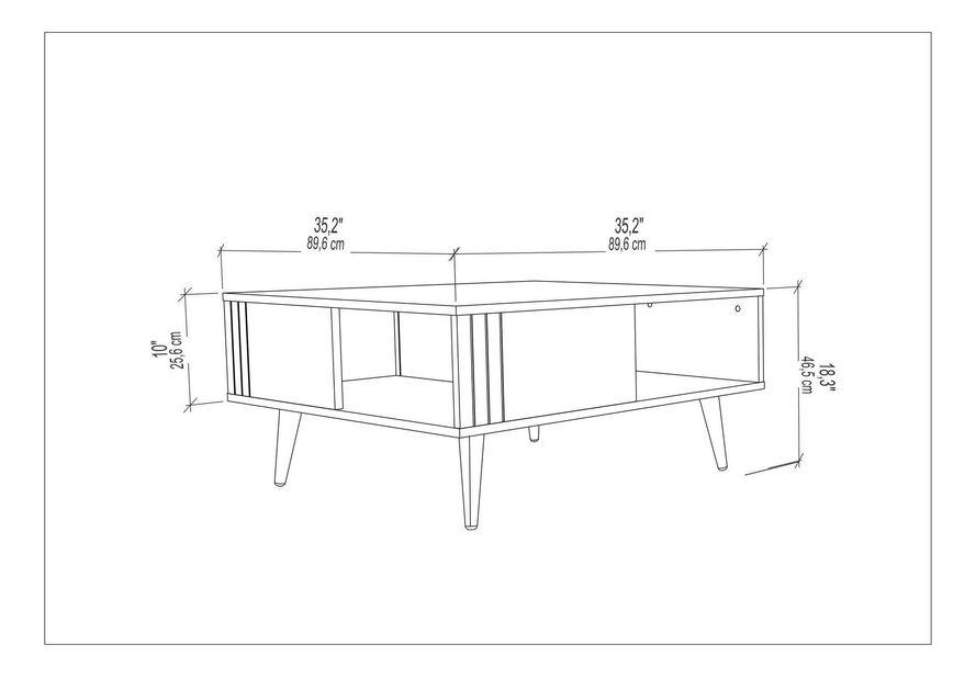 Konferenční stolek Ronasotta 1 (bílá + kámen + dřevo)