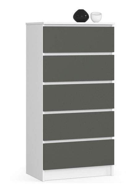 Komoda Kalista V (bílá + šedá)