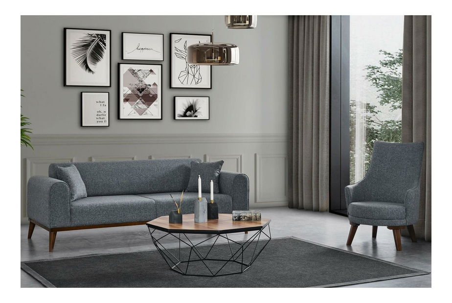 Křeslo Cofelona (světle šedá + ořech)