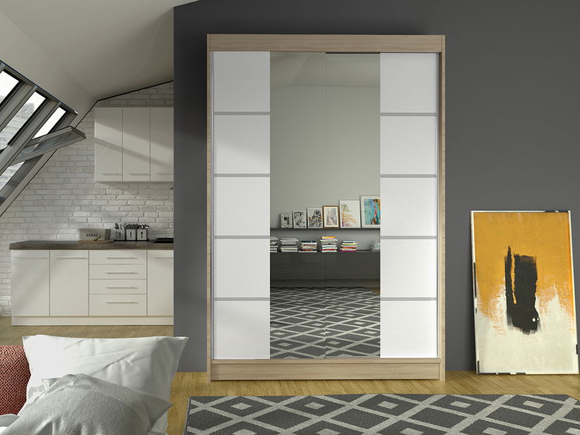 Šatníková skříň Lawana 5 (sonoma + bílá)