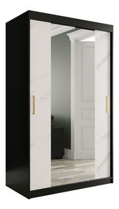 Šatní skříň 120 cm Marbelo T1 (matná černá + bílý mramor)
