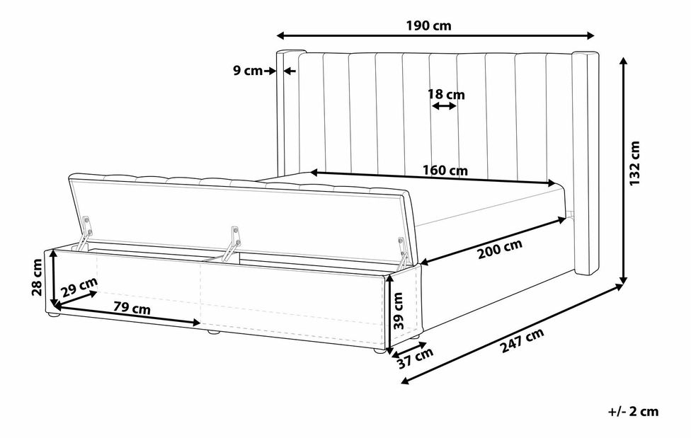 Manželská postel 160 cm NAIROBI (fialová) (s roštem a úl. prostorem)