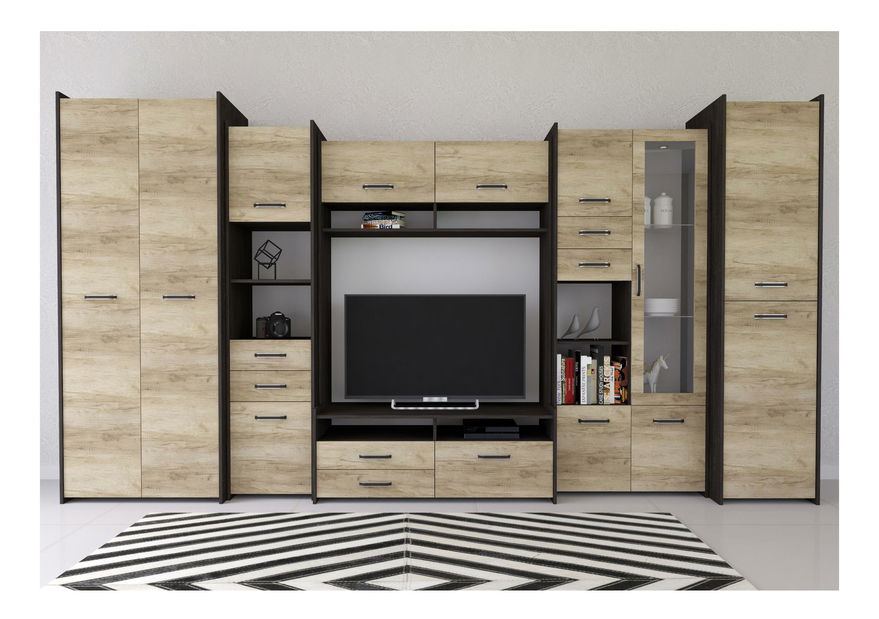 Obývací stěna Moledo (dub šedý + dub canterbury)