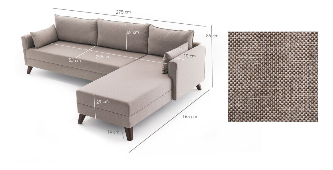 Rozkládací pohovka Bellina 1 (béžová) (P)