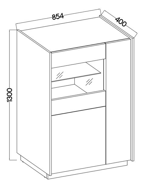 Vitrína Kabal IV (béžová + ořech tmavý)