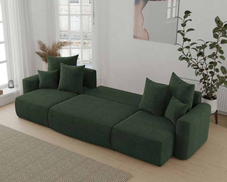 Rohová sedačka Denia U (tmavě zelená) (L)