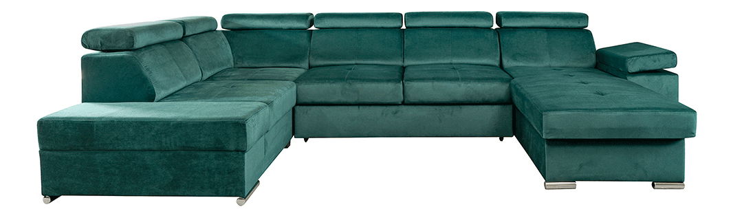 Rohová sedačka ve tvaru U Lamour (smaragdová) (P)