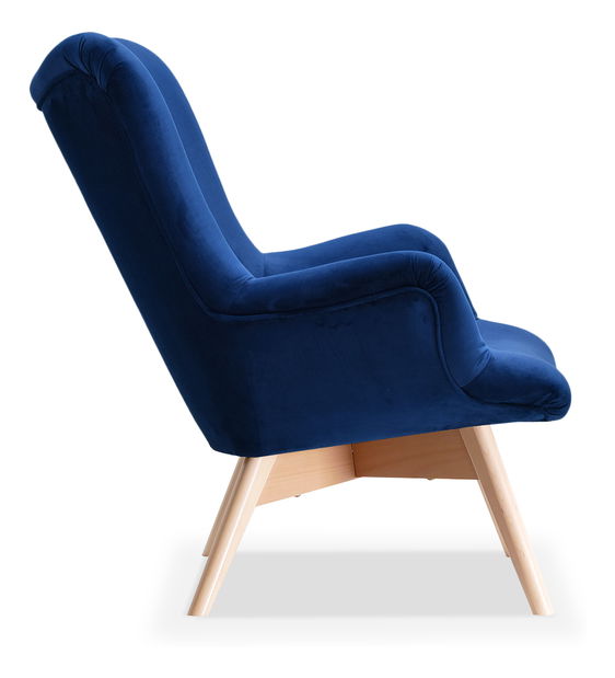 Designové křeslo Florentino (tmavě modrá + ořech)