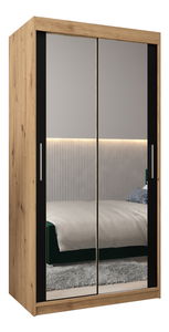 Šatní skříň 100 cm Toki 3 (Dub artisan + Černá matná)