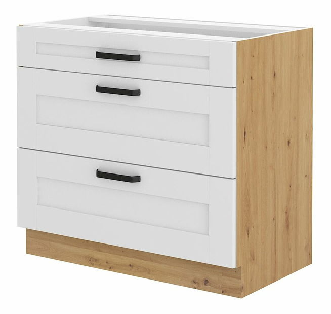 Dolní kuchyňská skříňka Lucid 80 D 3S BB (dub artisan + bílá)