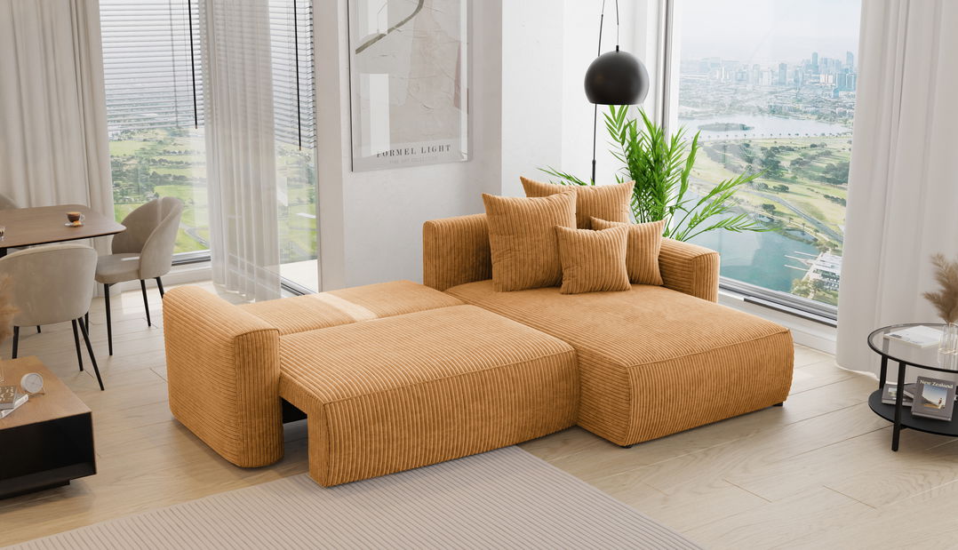 Rohová sedačka Baria (P) (hořčičná)