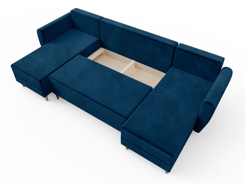 Rohová sedačka ve tvaru U Palermo (modrá) (L)