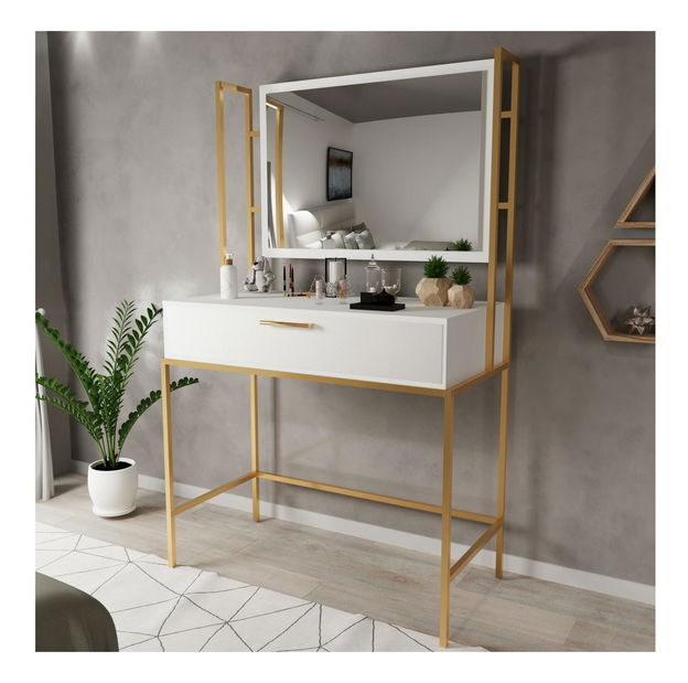Toaletní stolek Modem L747 (bílá + zlatá)
