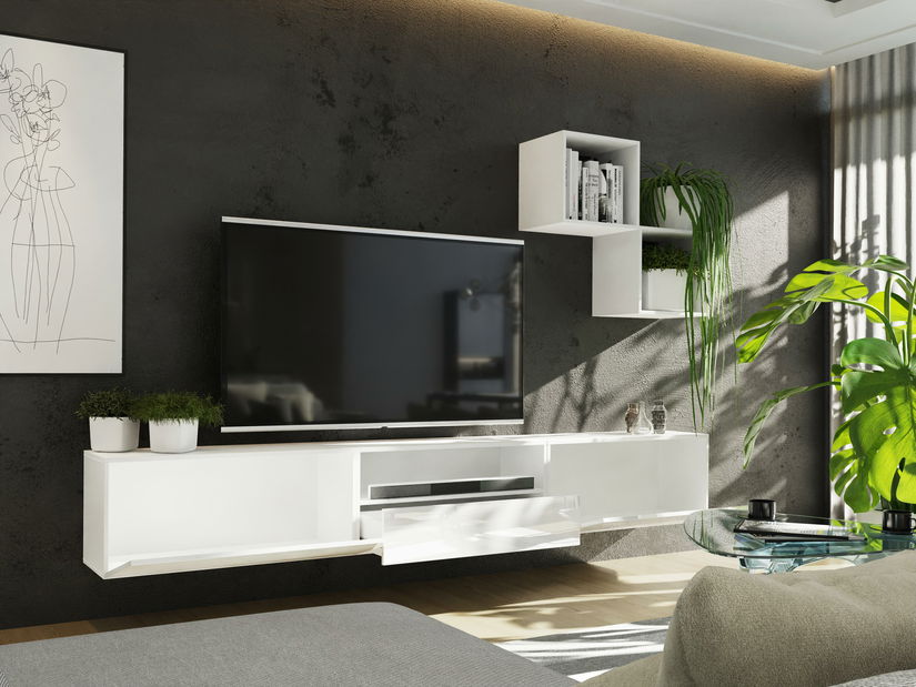 Obývací stěna Berny 35 (bílá + bílý lesk)