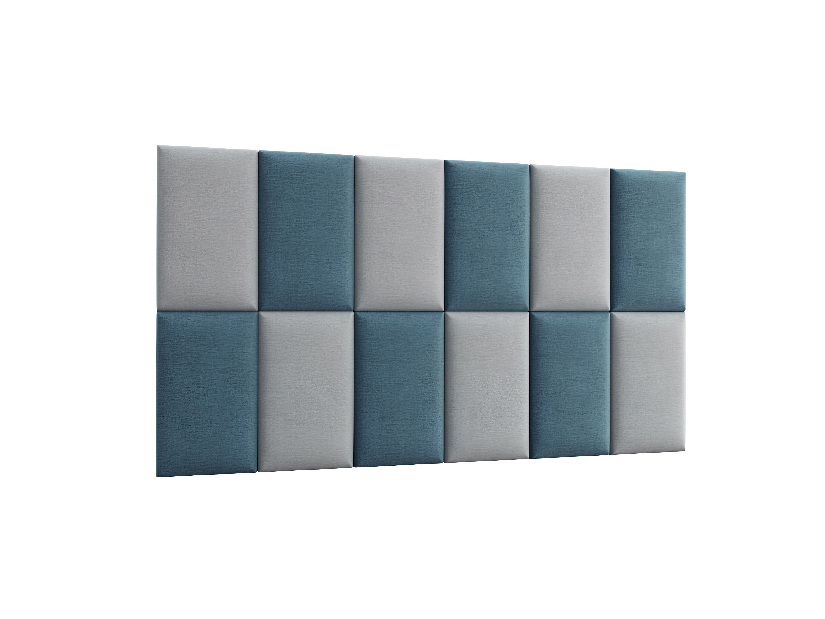 Set 12 čalouněných panelů Quadra 180x100 cm (mentolová + světlešedá)