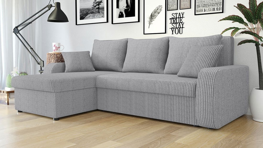 Rohová sedačka Delmur (šedá) (s úl. prostorem)