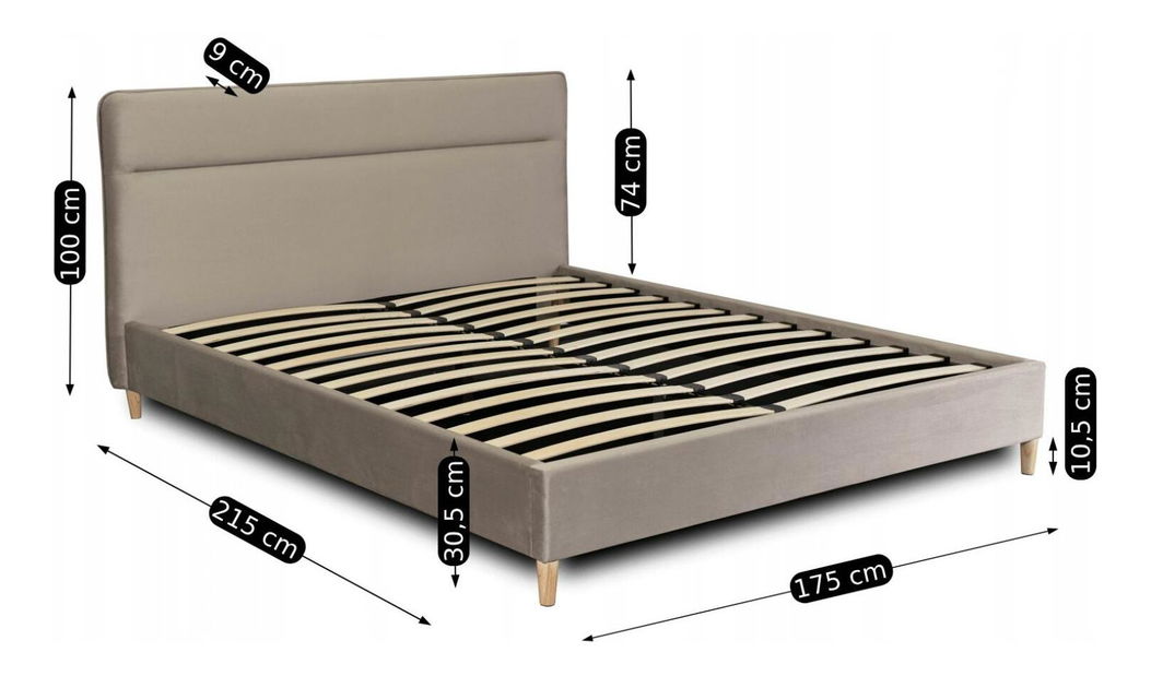 Manželská postel 160 cm Nodrizas (béžová) (s roštem)