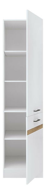 Potravinová kuchyňská skříň BRW Junona line D2D/50/195/P (Bílá + Lesk bílý + Dub craft zlatý)
