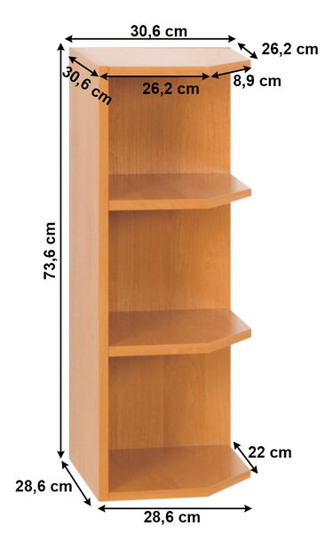 Horní kuchyňský regál Leite MDF klasik W30N olše (P)