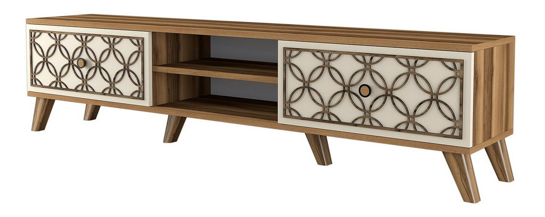 TV stolek/skříňka Clara (Ořech + Krémová)