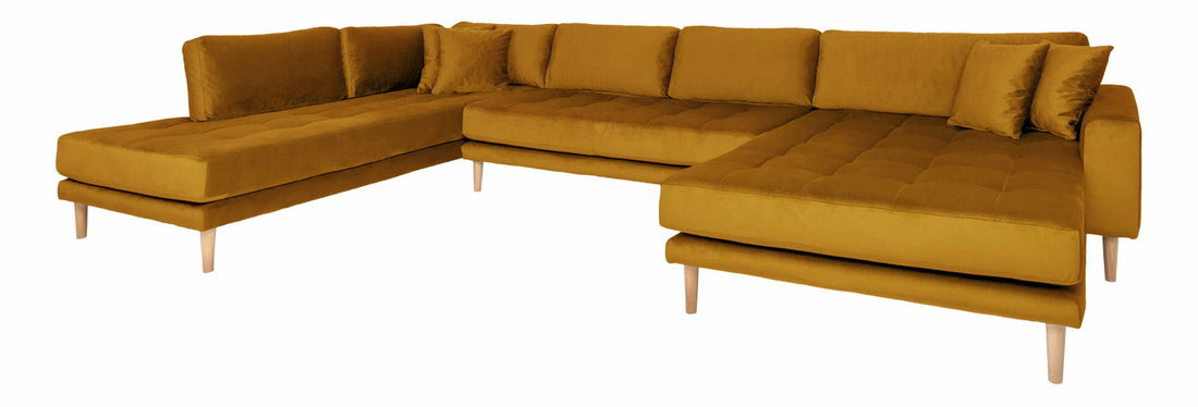 Rohová sedací souprava ve tvaru U (P) Lvaveriaora U (hořčičná)