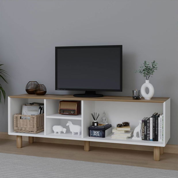 TV skříňka Bohema (bílá + ořech)