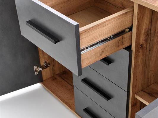 Komoda Lappa (šedá + dub wotan)