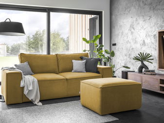 Pohovka Shala 45 (žlutá) (s taburetkou)