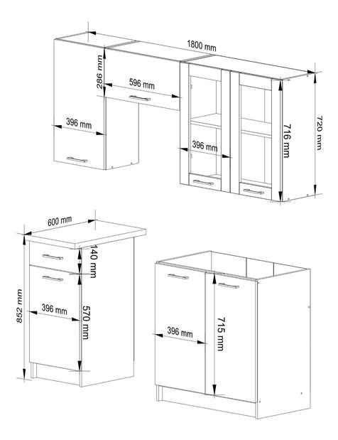 Kuchyňská sestava 180 cm Ozara C (beton)