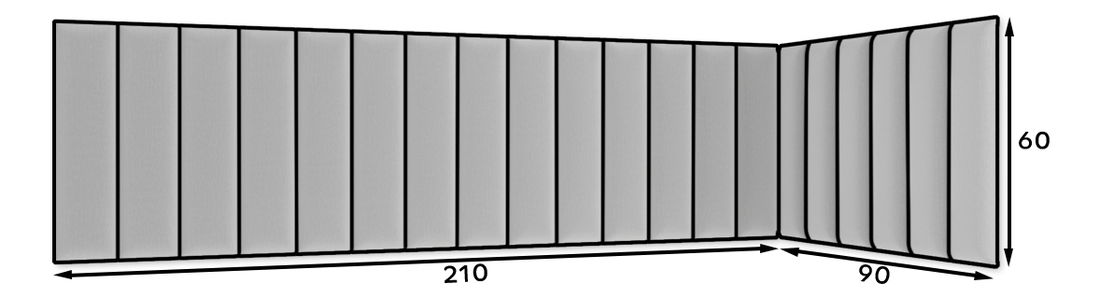 Set 20 čalouněných panelů Quadra 210x90x60 cm (hořčicová)