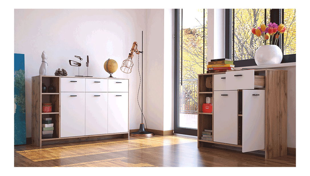 Komoda Nappa Typ 1 (dub wotan + bílá)