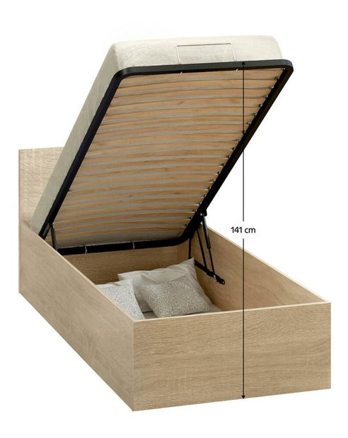 Jednolůžková postel 90 cm Discutibles (dub sonoma) (s roštem) (s úl. prostorem)