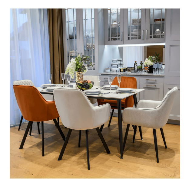 Jídelní stůl Fresia 2 (bílý mramor + černá) (pro 6 osob) *výprodej