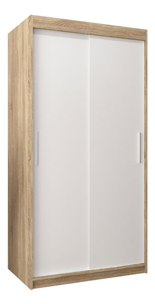Šatní skříň 100 cm Toki (Dub sonoma + Bílá matná)