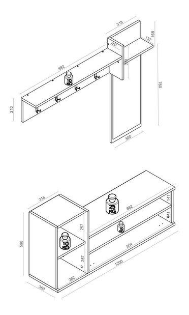  Předsíňová stěna Wisconsim (antracit + dub)