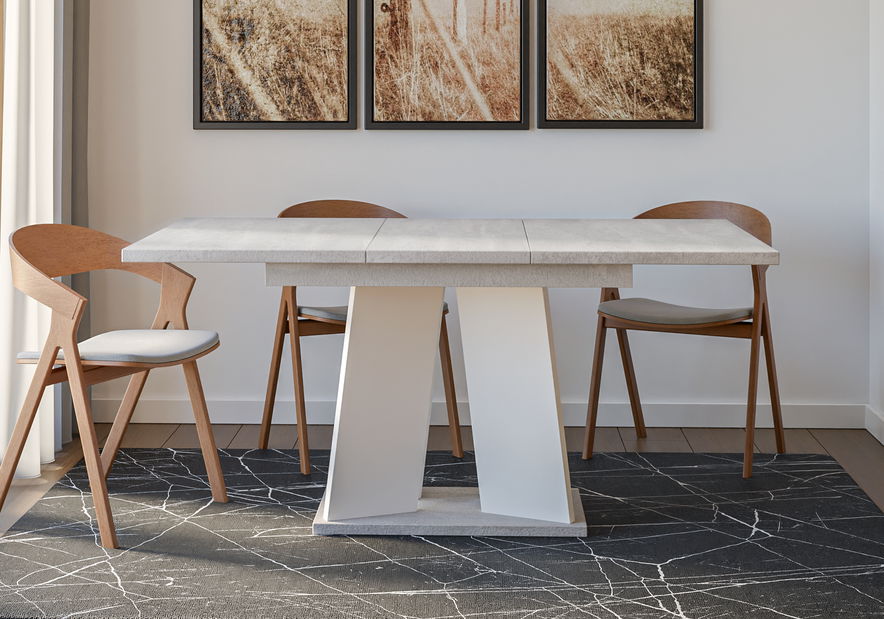 Jídelní stůl Mulnu (světle šedá + bílá) (pro 4 až 6 osob)